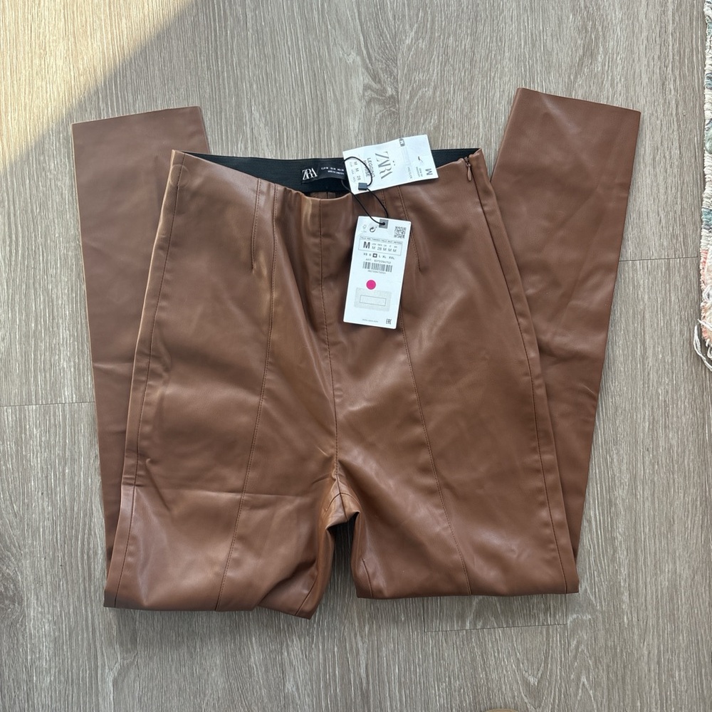 Zara brown High-Rise Leggings